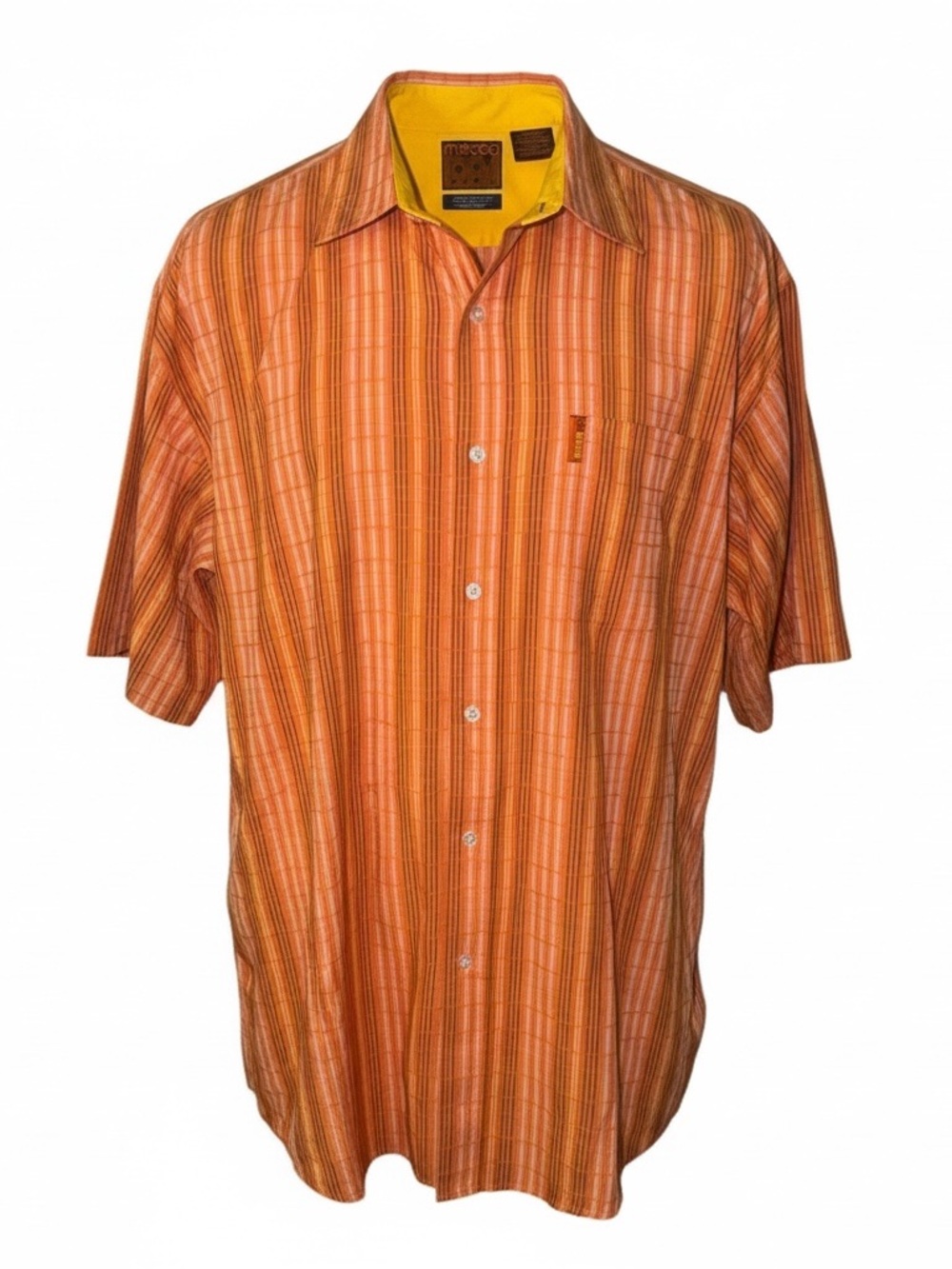 Mecca 1984 Men’s Orange Stripe Short-Sleeve Button-Up Shirt Size 3XL - Picture 3 of 7
